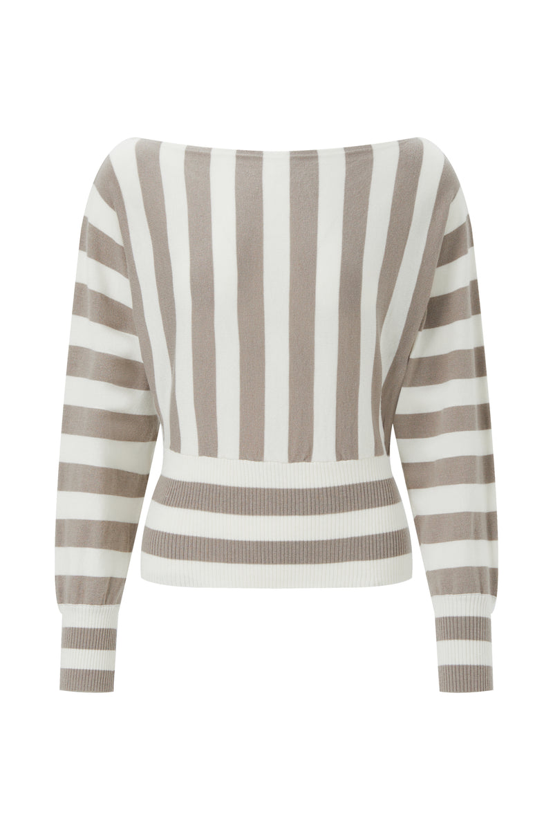 Asymmetrical striped sweater