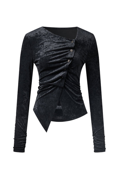 Asymmetrical velvet top