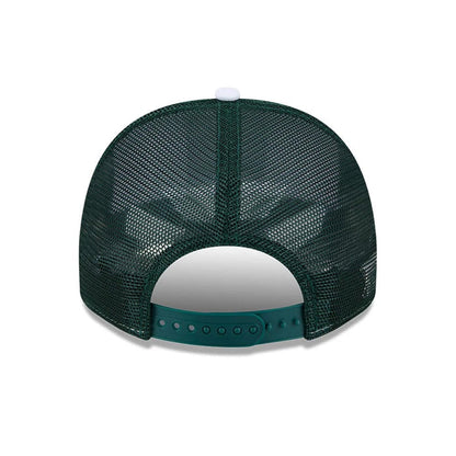 Pictured is this MLB Lines Athletics 9FIFTY A-Frame Snapback cap in dark green. 7