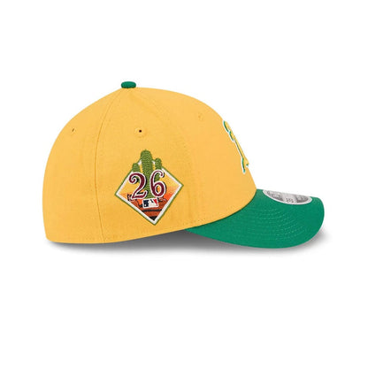 Pictured is this MLB Spring Training 2026 Athletics 39THIRTY M-Crown Stretch Fit cap in Yellow. 5