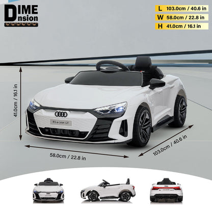 Shock-absorbing wheels on 12V Audi RS e-tron GT kids ride-on car
