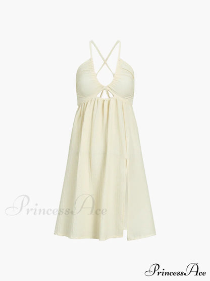 Backless Criss Cross Trendy Split Midi Dress Dresses