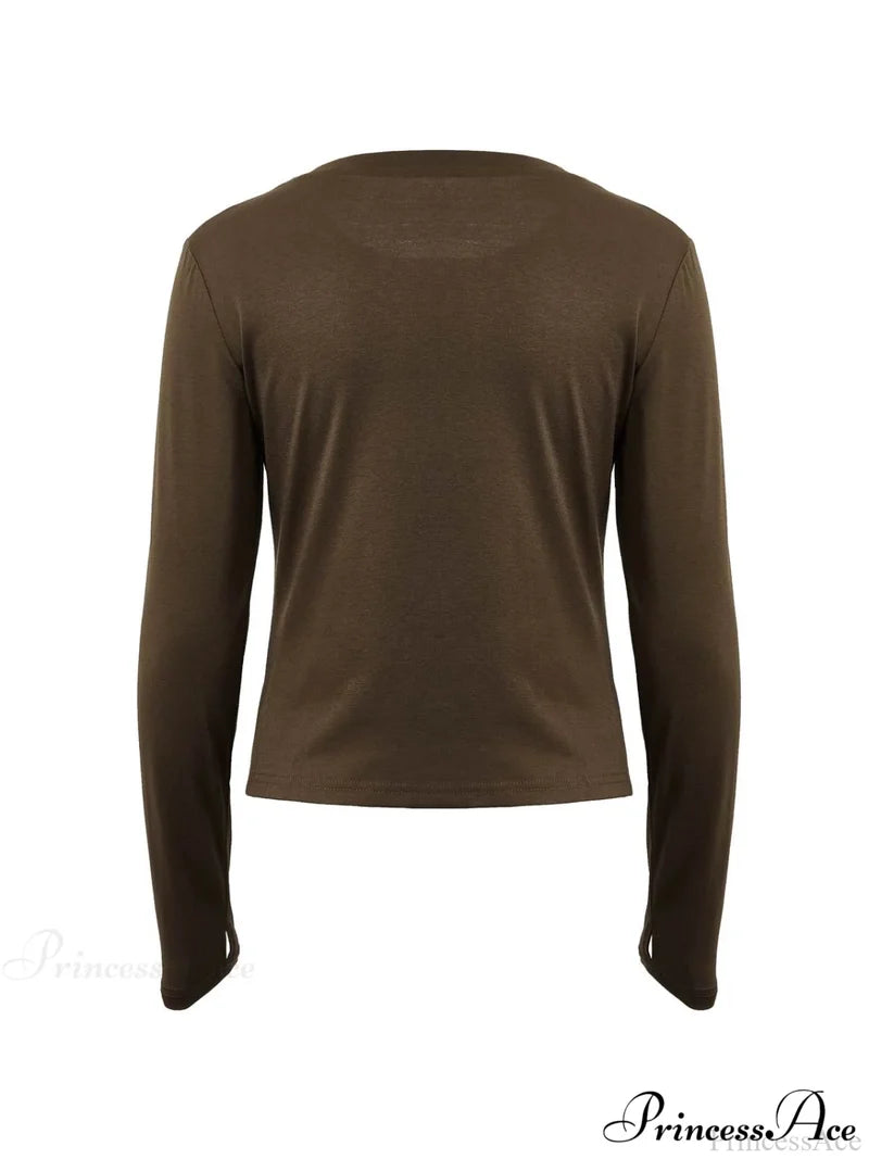 Basic Solid Graceful Crop Top Long Sleeves