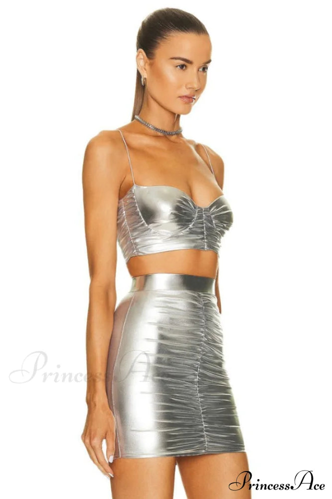 Bauer Ruched Bralette Charming + Riley Skirt Set