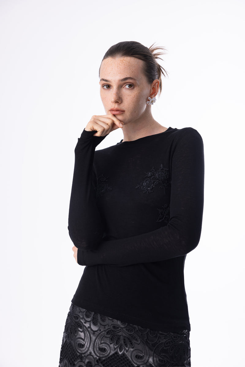 Beaded embroidered top