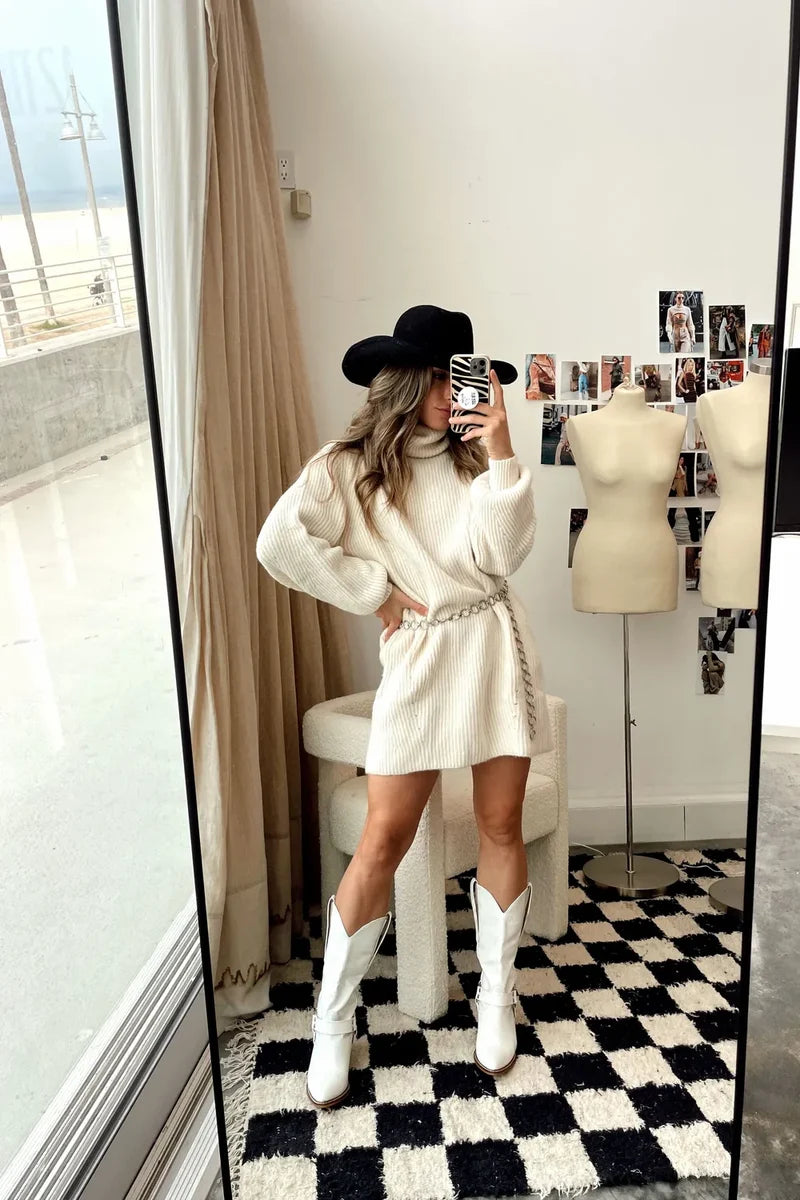 Beau White Sweater Dress