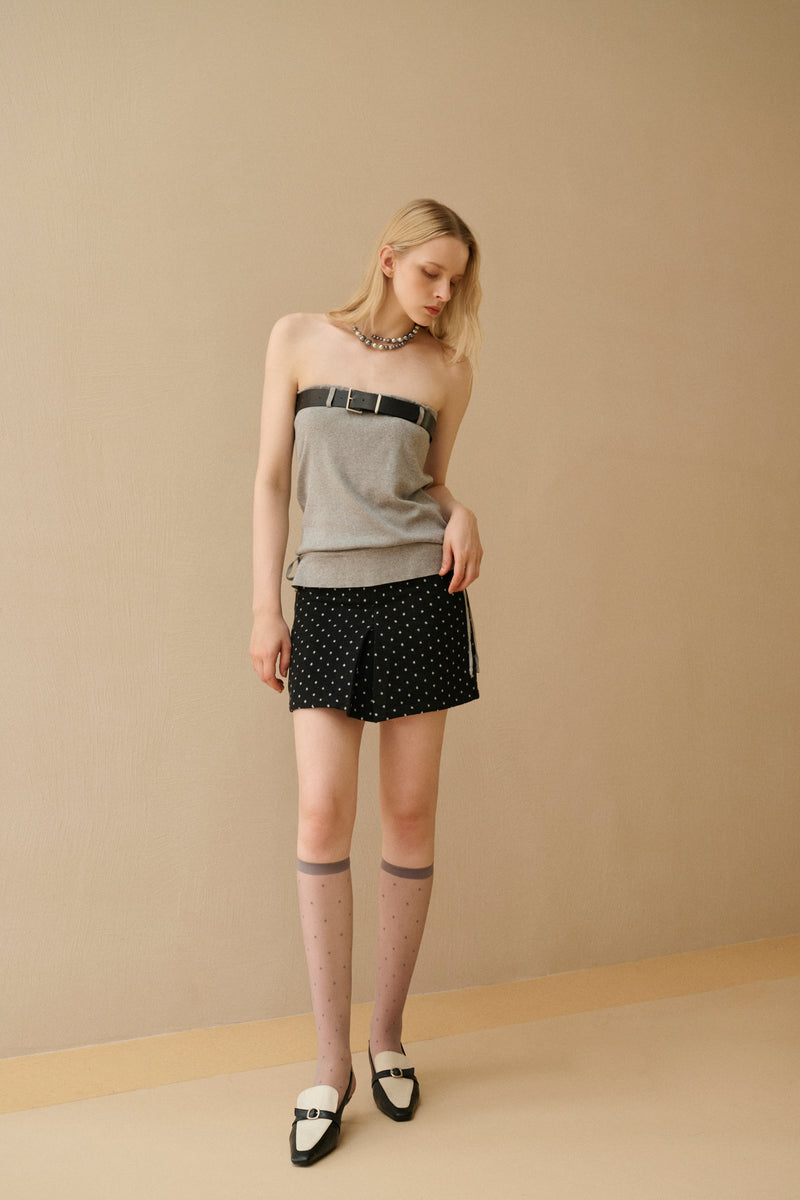 Belted strapless top