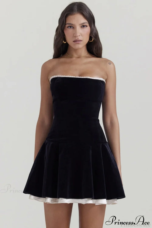 Black Velvet Off The Shoulder Dress | Dress In Beauty