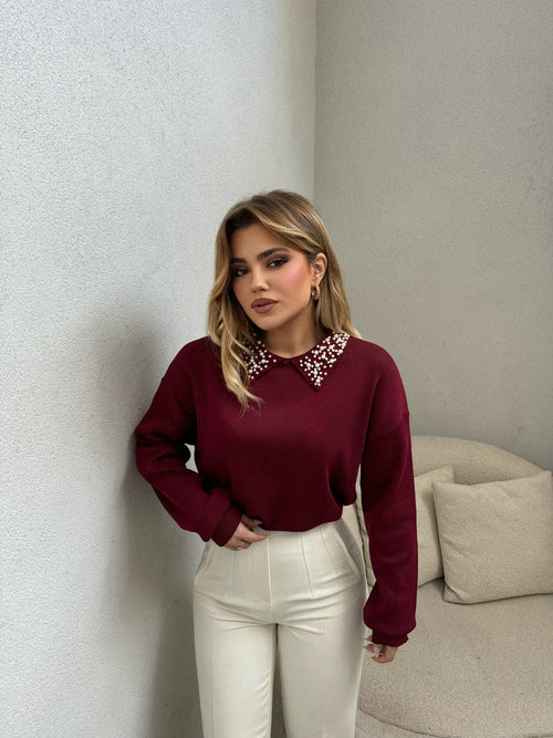 BLUZE BURGUNDY ME GURE TEK JAKA