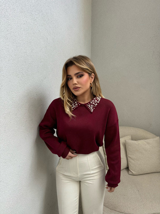 BLUZE BURGUNDY ME GURE TEK JAKA