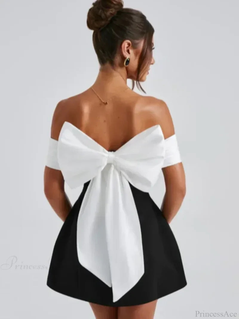 Bow Decoration Mini Party Dress Partydress-241208