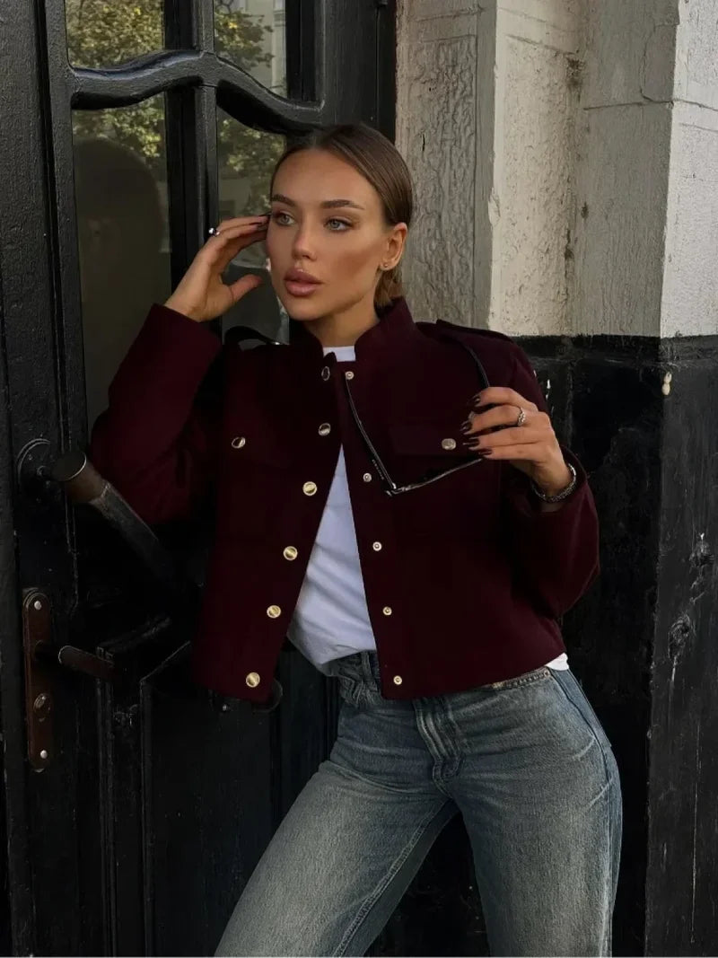 Burgundy Single Breasted Suit Coat