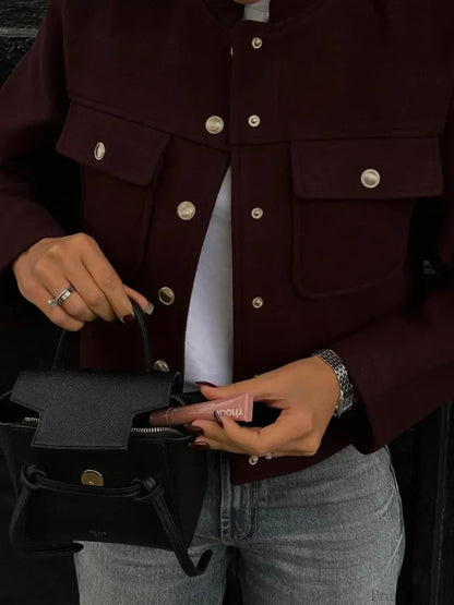 Burgundy Single Breasted Suit Coat