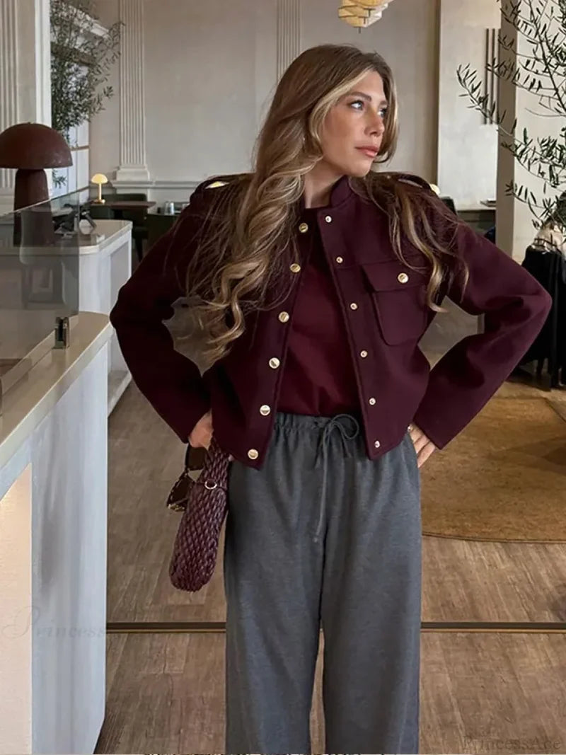 Burgundy Single Breasted Suit Coat