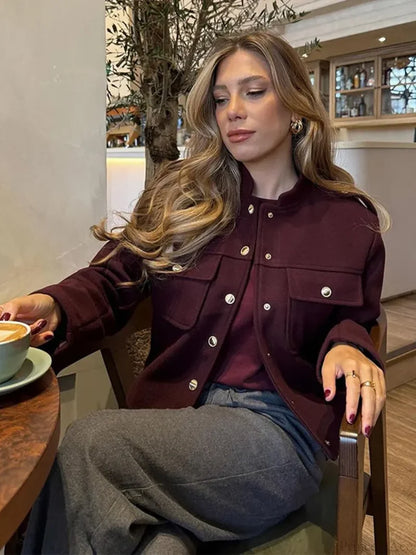 Burgundy Single Breasted Suit Coat