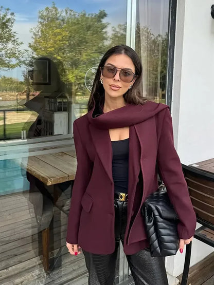 Burgundy Woolen Blends Suit Coat