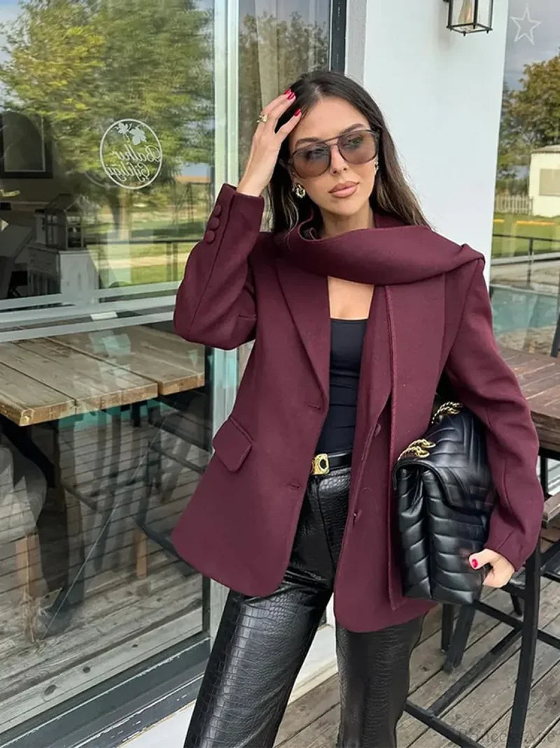 Burgundy Woolen Blends Suit Coat