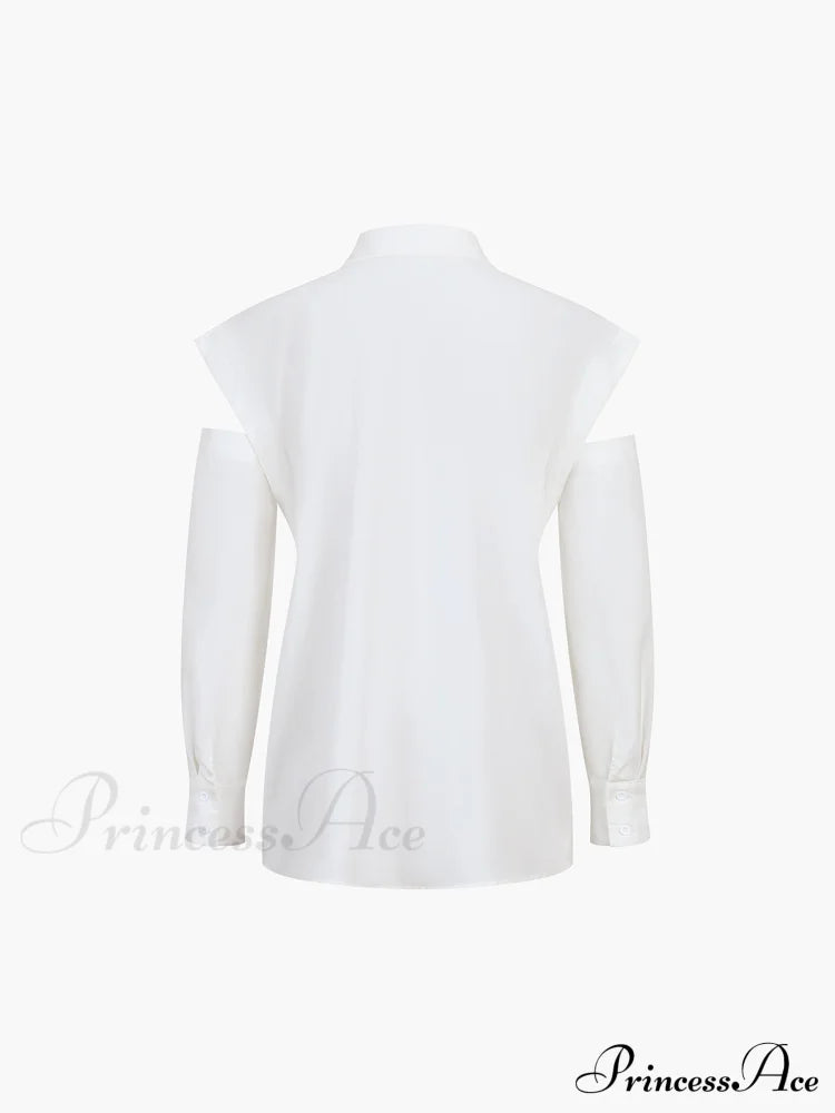 Button Down Cutout Trendy Long Sleeve Shirt Shirts
