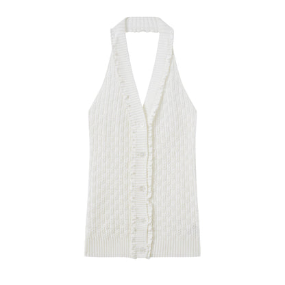 Button-up halter vest