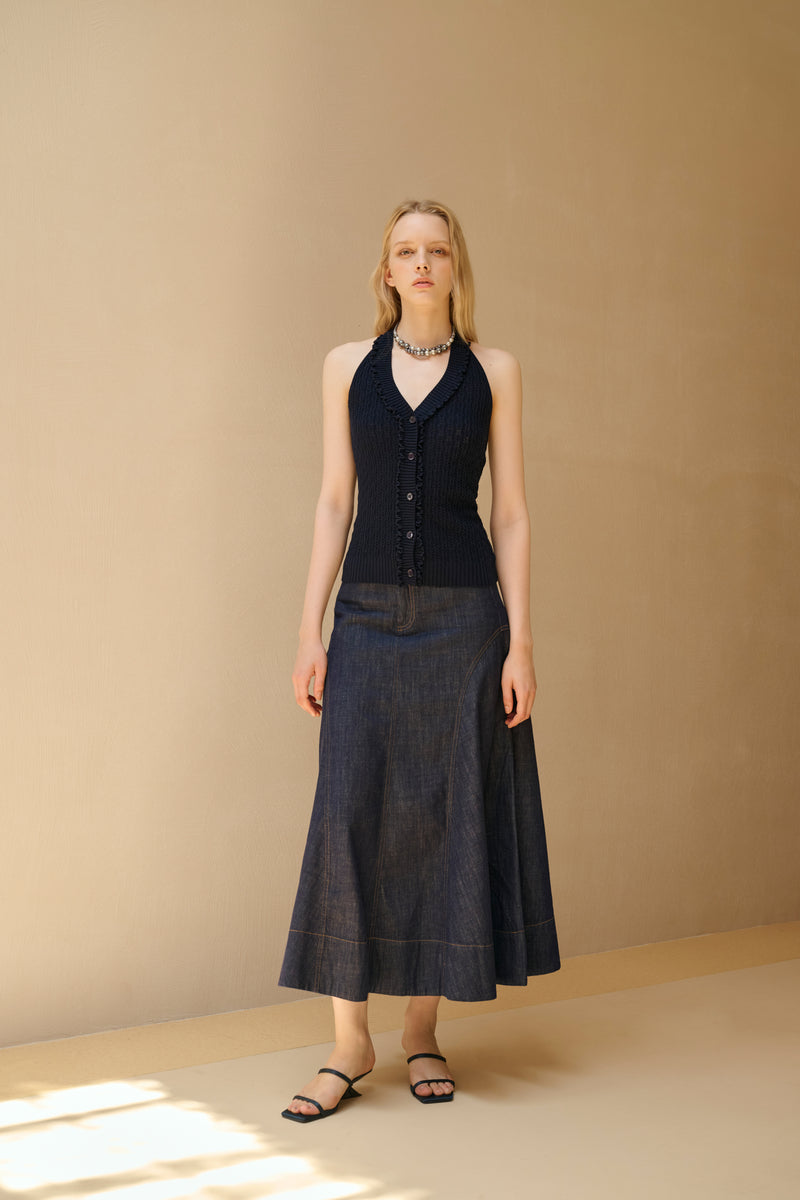 Button-up halter vest
