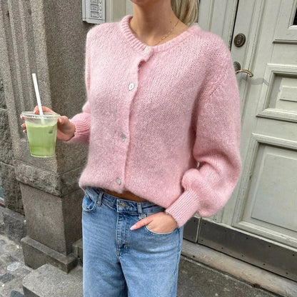 Button Up Lightweight Solid Cardigan