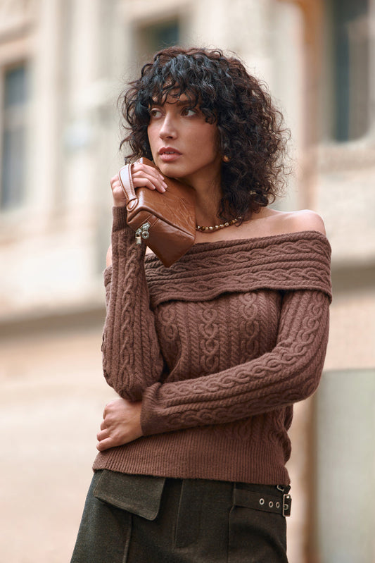 Cable knit slim fit sweater