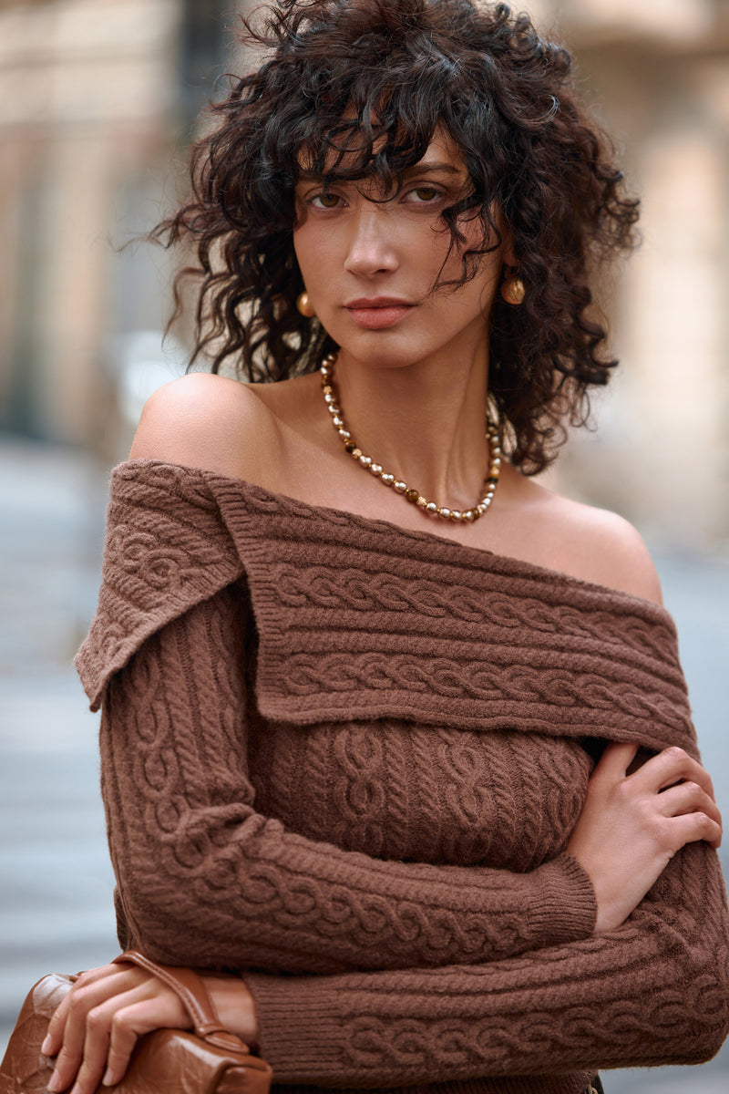 Cable knit slim fit sweater