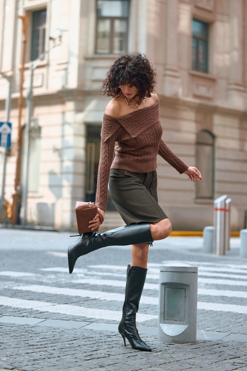 Cable knit slim fit sweater