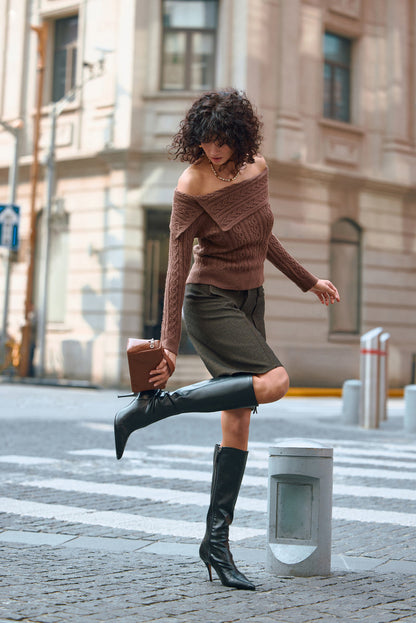 Cable knit slim fit sweater