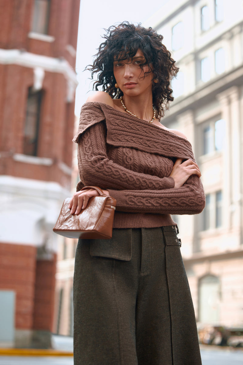 Cable knit slim fit sweater