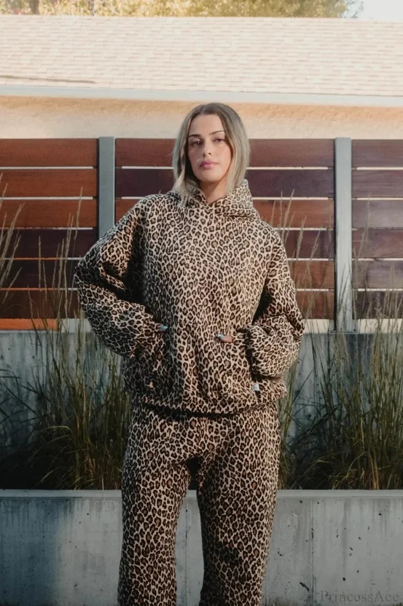 Camouflage Zip Up Hoodie Leopard / M