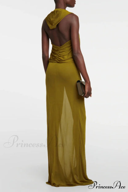 Carleigh Ruche Maxi Charming Dress With Headscarf