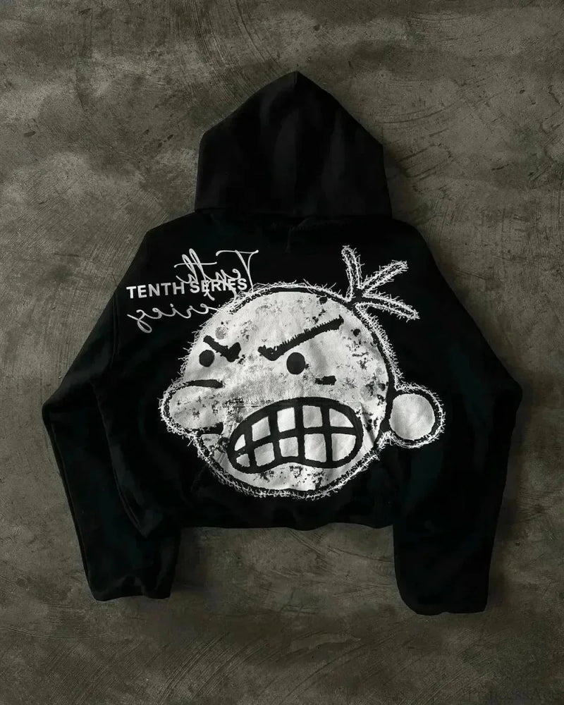 Cartoon Graphic Oversized Hoodie black 2 / S