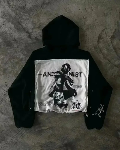 Cartoon Graphic Oversized Hoodie black 3 / S