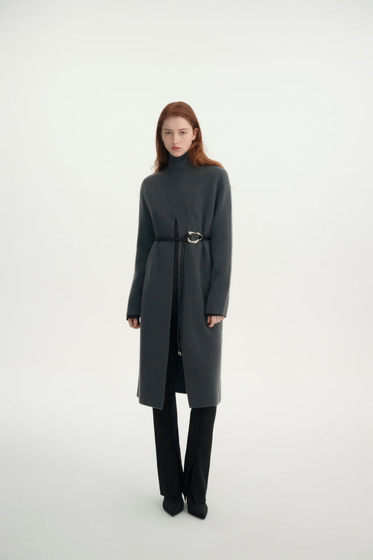 Cashmere front slit dress