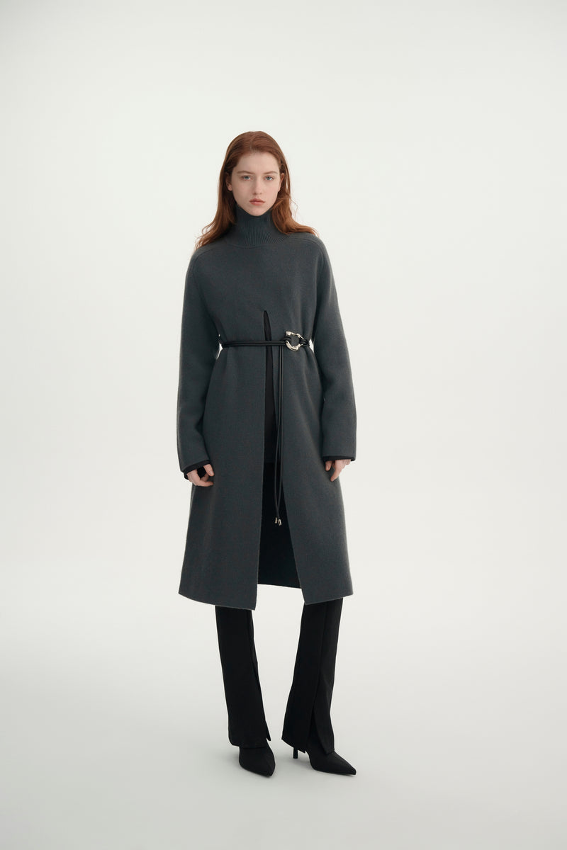Cashmere front slit dress