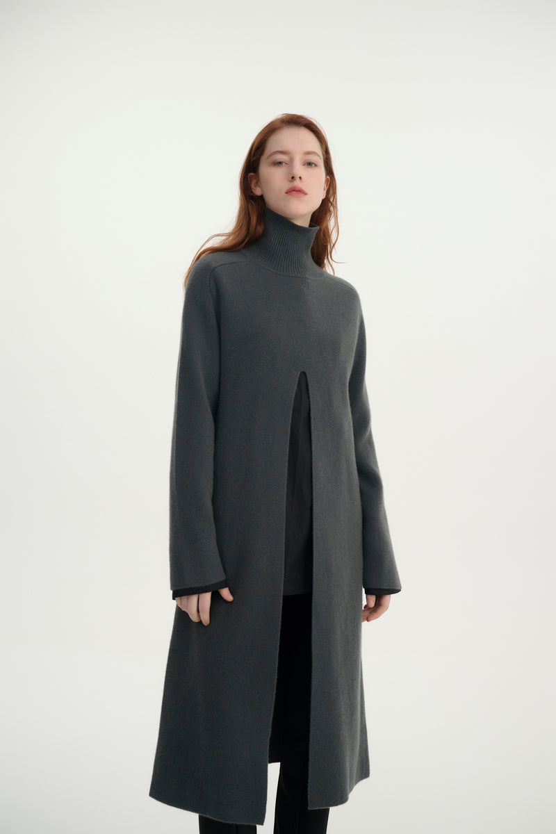Cashmere front slit dress
