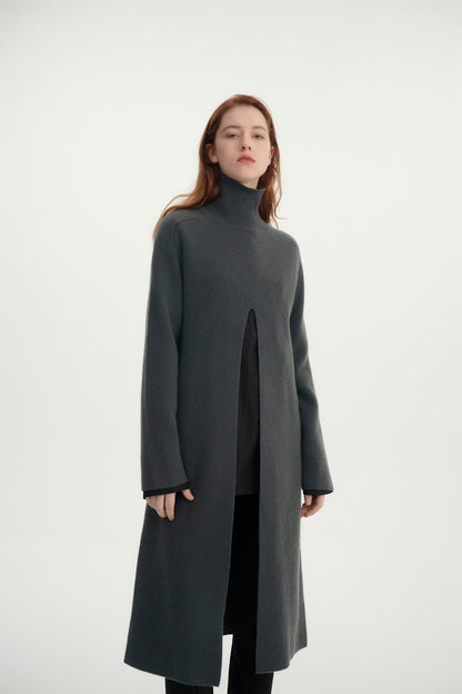 Cashmere front slit dress
