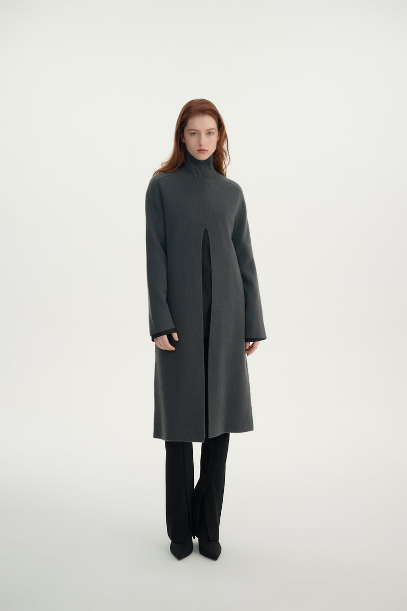 Cashmere front slit dress