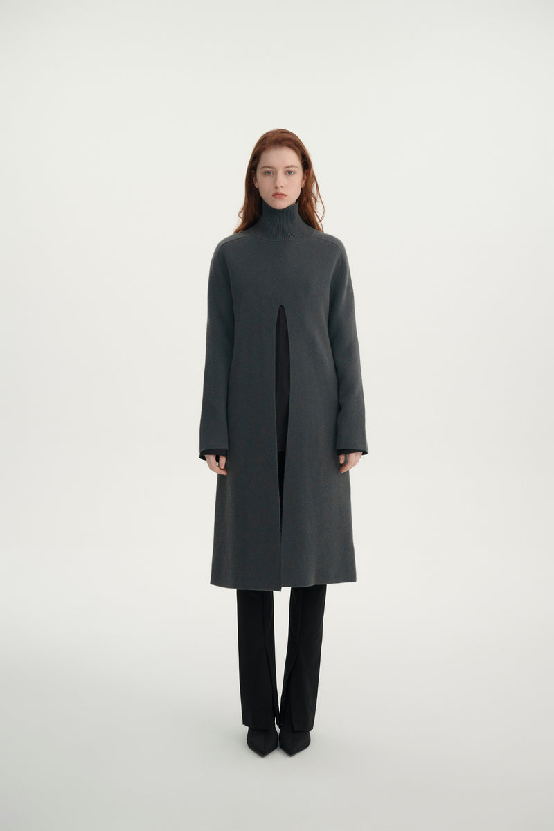 Cashmere front slit dress