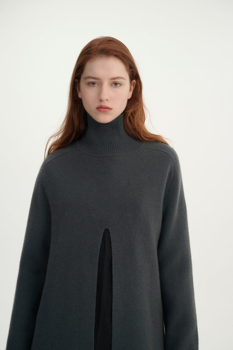 Cashmere front slit dress