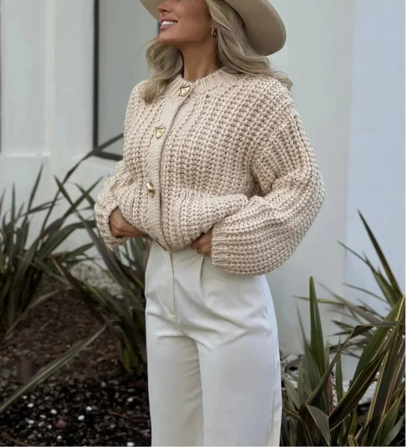 Casual O-Neck Long Sleeve Pocket Cardigan cardiagn-250126