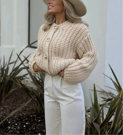 Casual O-Neck Long Sleeve Pocket Cardigan cardiagn-250126