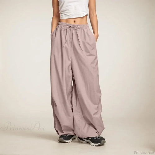 Casual Wide Leg Sweatpants with Pockets Purple / S