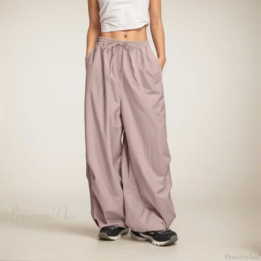 Casual Wide Leg Sweatpants with Pockets Purple / S
