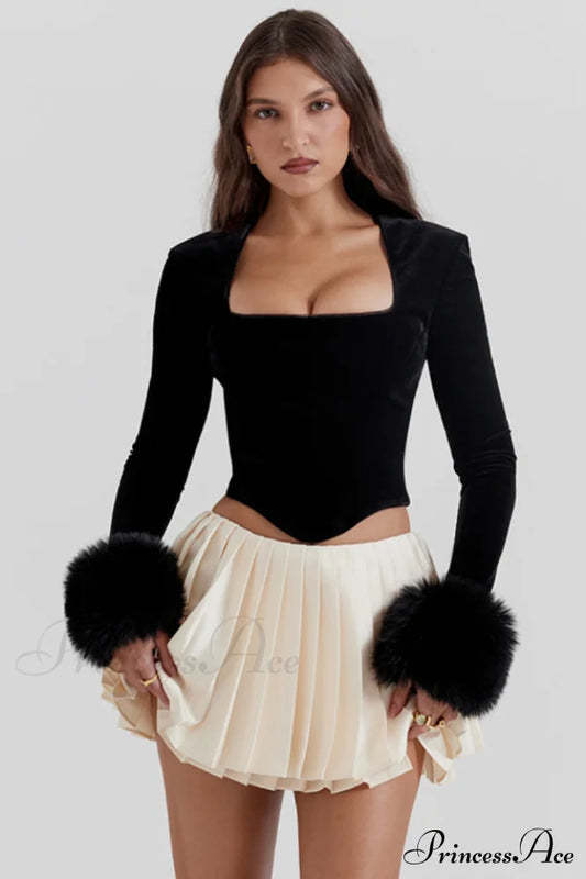 Catriona Black Stylish Velvet Bra