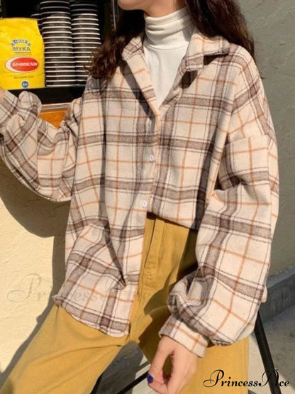 Checkered Long Graceful Sleeve Blouse Shirts