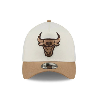 Pictured is this NBA Sandy Bay Chicago Bulls 39THIRTY A-Frame Stretch Fit cap in white. 3