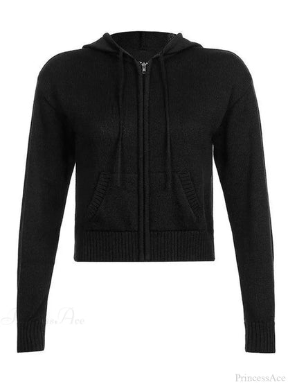 Hooded Crochet Knit Trendy Cropped Tank Top Sweaters