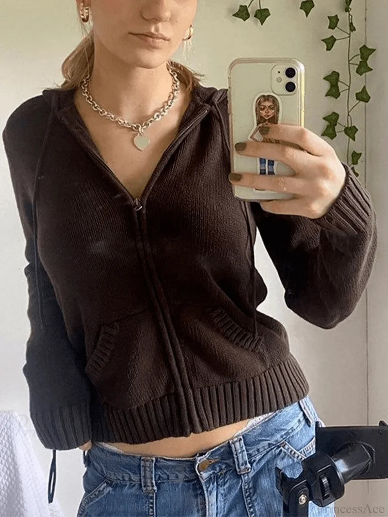 Hooded Crochet Knit Trendy Cropped Tank Top Sweaters